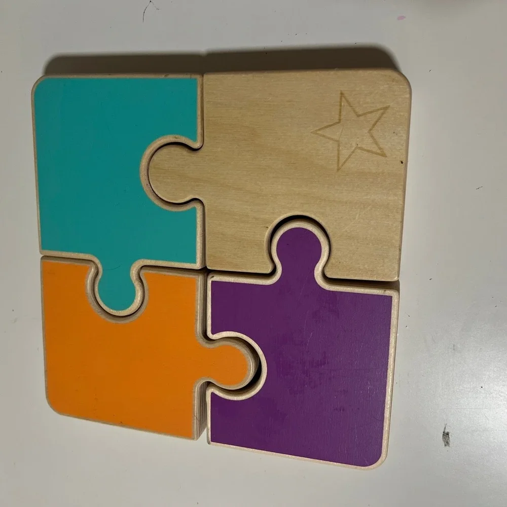 Lovevery Wooden Chunky Puzzle‎ Pieces Multicolor Double Sided Toddler Toy 4pc